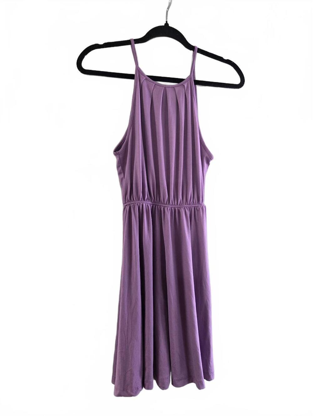 Purple Sleeveless Midi Dress with Elastic Waist